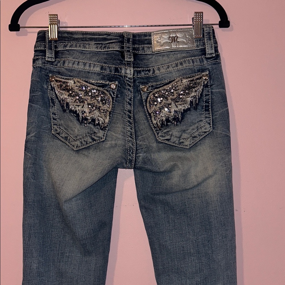 Miss Me Women's Bootcut Angel Jeans in Washed Blue
